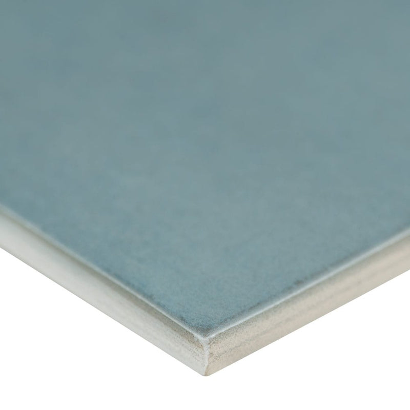Renzo denim 5-x5 glossy ceramic blue wall tile NRENDEN5X5 product shot profile view