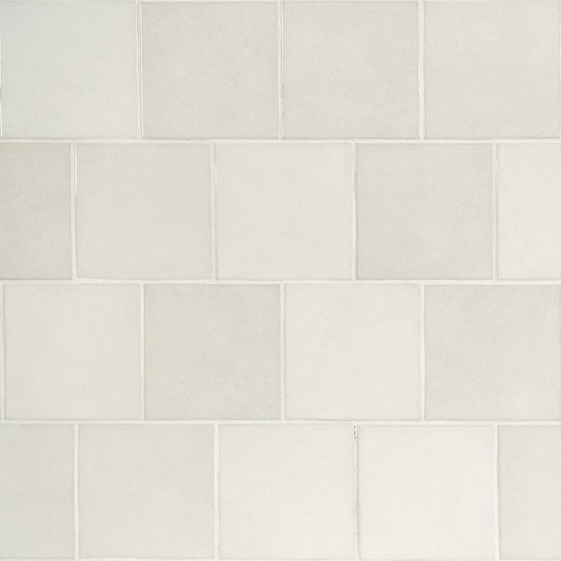 Renzo dove 5x5 glossy ceramic white wall tile NRENDOV5X5 product shot multiple tiles top view