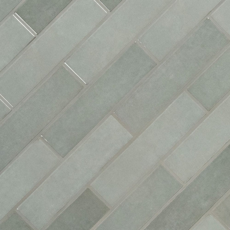 Renzo jade 3x12 glossy ceramic green wall tile NRENJAD3X12 product shot multiple tiles angle view
