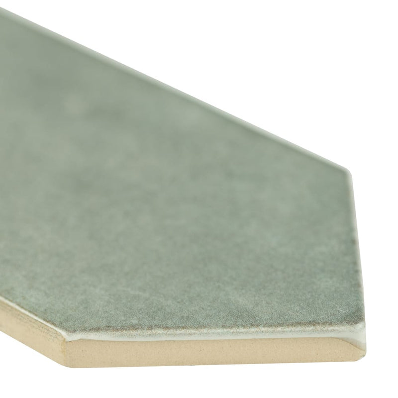 Renzo jade pickett 2.5x13 glossy ceramic green wall tile NRENJADPICK2.5X13 product shot profile view