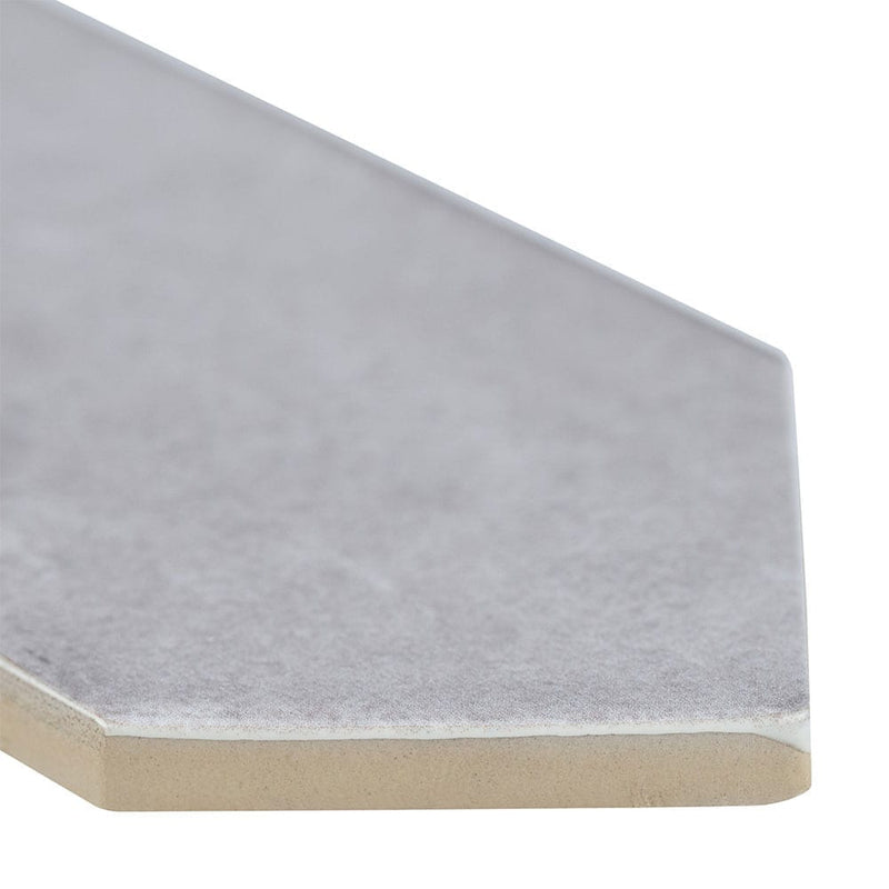 Renzo streling pickett 2.5x13 glossy ceramic gray wall tile NRENSTEPIC2.5X13 product shot profile view