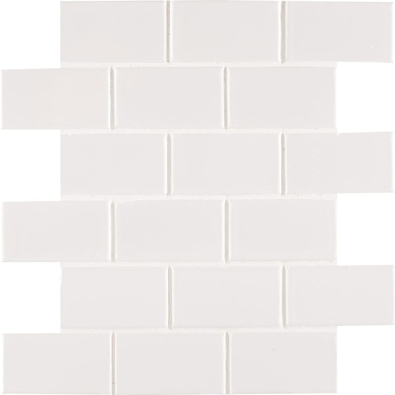 Retro Bianco 11.22"x11.47" Porcelain Mesh-Mounted Mosaic Tile 2"x4" SMOT-PT-RETBIA-2X4G product shot multiple tiles top view
