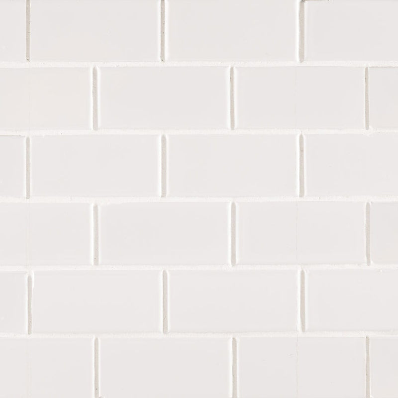 Retro Bianco 11.22"x11.47" Porcelain Mesh-Mounted Mosaic Tile 2"x4" SMOT-PT-RETBIA-2X4G product shot wall view