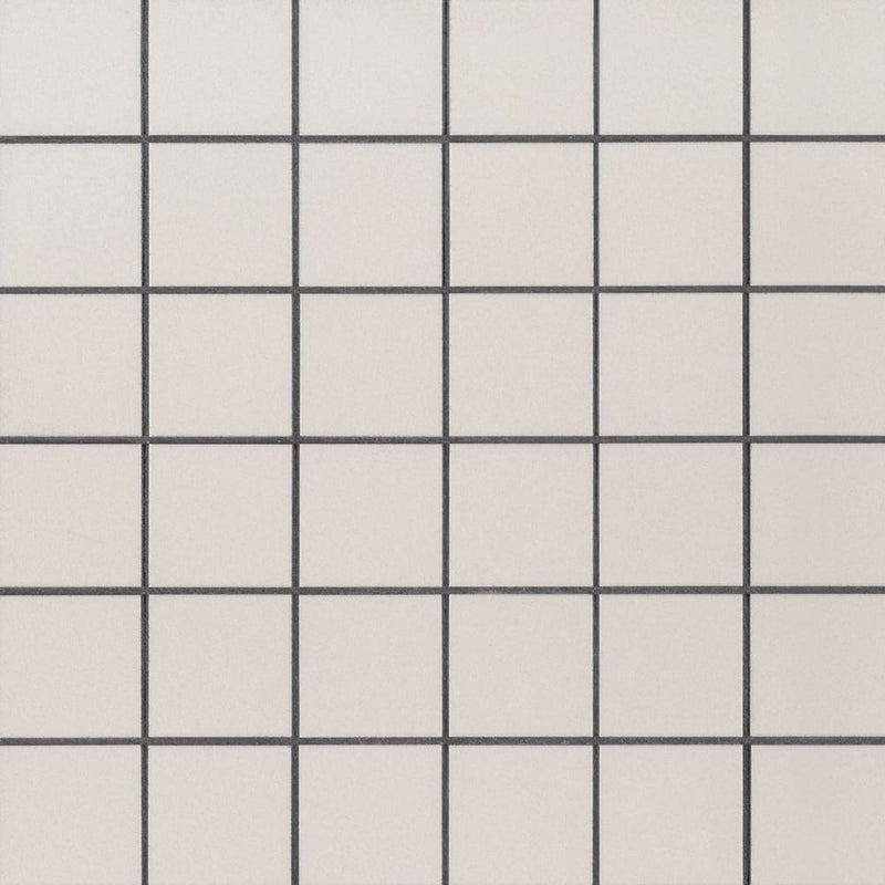 Retro bianco 12"x12" porcelain mesh-mounted mosaic tile 2"x2" SMOT-PT-RETBIA-2X2G product shot closeup view