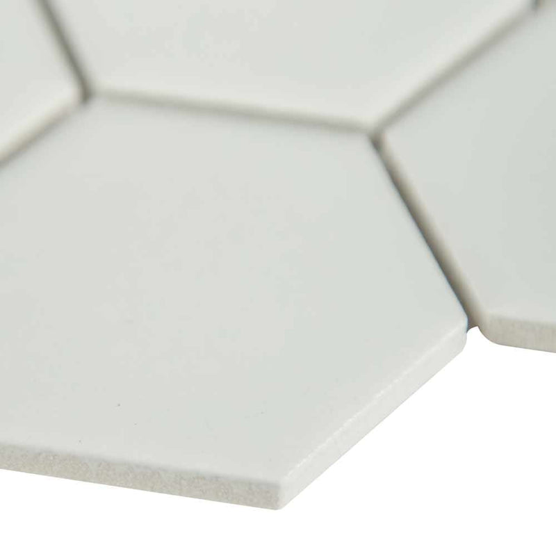 Retro bianco hexo 11.63X12.75 porcelain mesh mounted mosaic tile SMOT-PT-RETBIA-2HEX product shot multiple tiles close up view