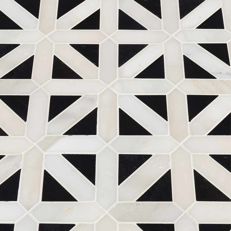 Retro fretwork 12X12 polished marble mesh mounted mosaic tile SMOT-RETFRET-POL10MM product shot multiple tiles angle view