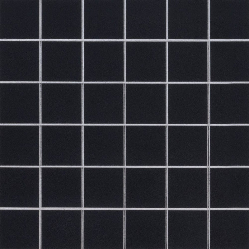 Retro nero 12"x12" glossy porcelain mesh-mounted mosaic tile 2"X2" SMOT-PT-RETNERO-2X2G product shot wall view