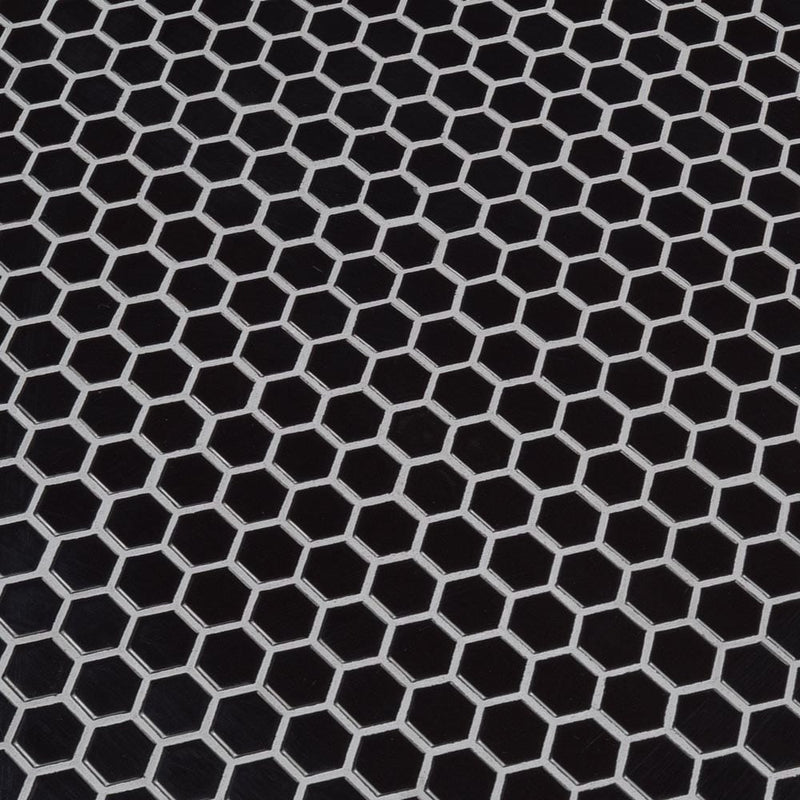 Retro nero hexagon 10.35X11.93 glossy porcelain mesh mounted mosaic tile SMOT-PT-RETNERO-1HEXG product shot multiple tiles angle view