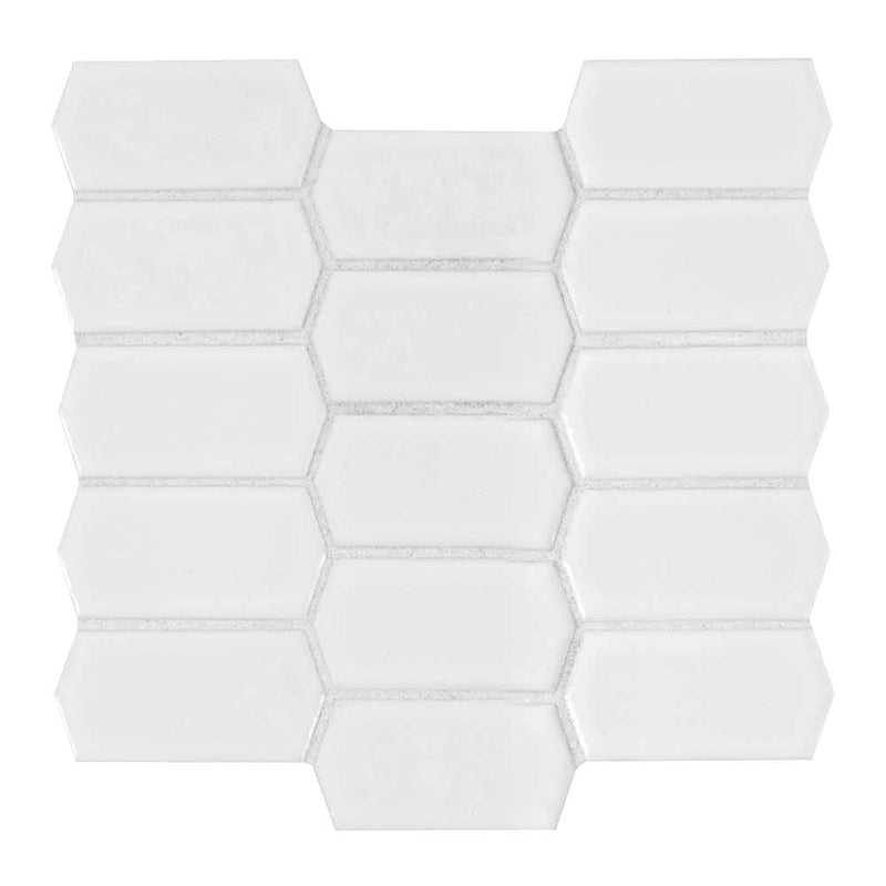 Retro picket bianco 11.5X14.25 porcelain mesh mounted mosaic tile SMOT-PT-RETBIA-PKT product shot multiple tiles close up view