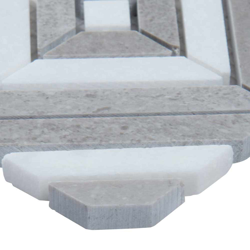 Rhombix dove 12X12 polished marble mesh mounted mosaic tile SMOT-RHOMBIX-DOVEP product shot profile view