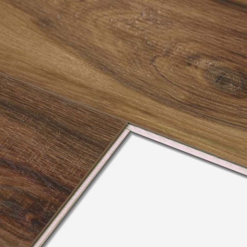 Rigid core vinyl planks 7x59 SPC maroon hickory 5.2mm 20mil wear-layer 1520302 profile view