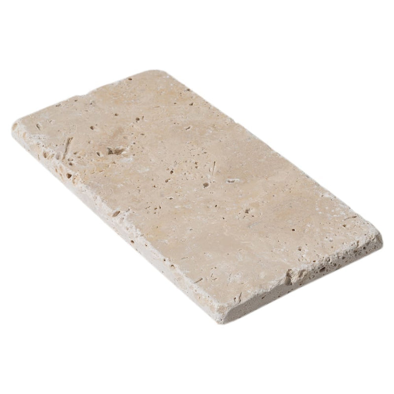 Riverbed travertine tile walnut 4x8 10087868 tumbled product shot one tile angle