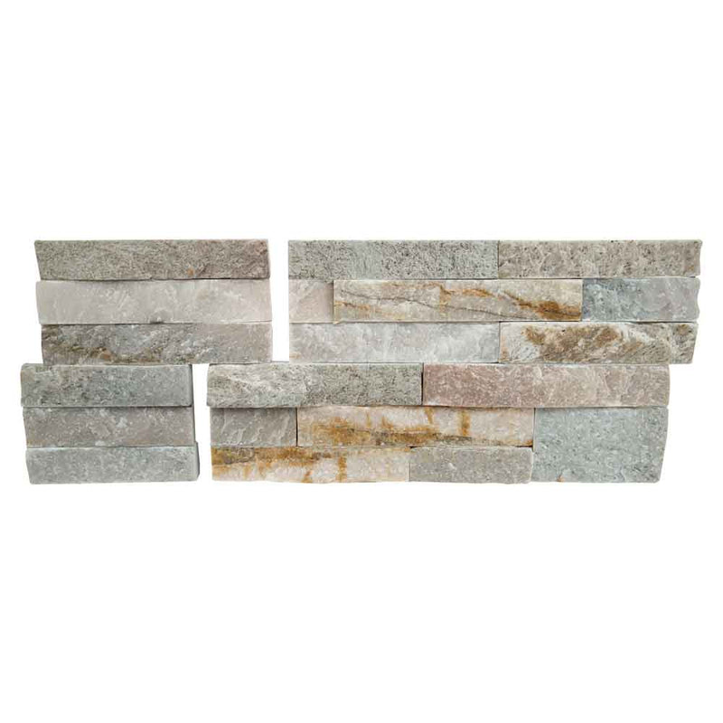 Rockmount golden honey splitface ledger corner 6 in x 18 in natural quartzite wall tile LPNLQGLDHON618COR product shot profile view