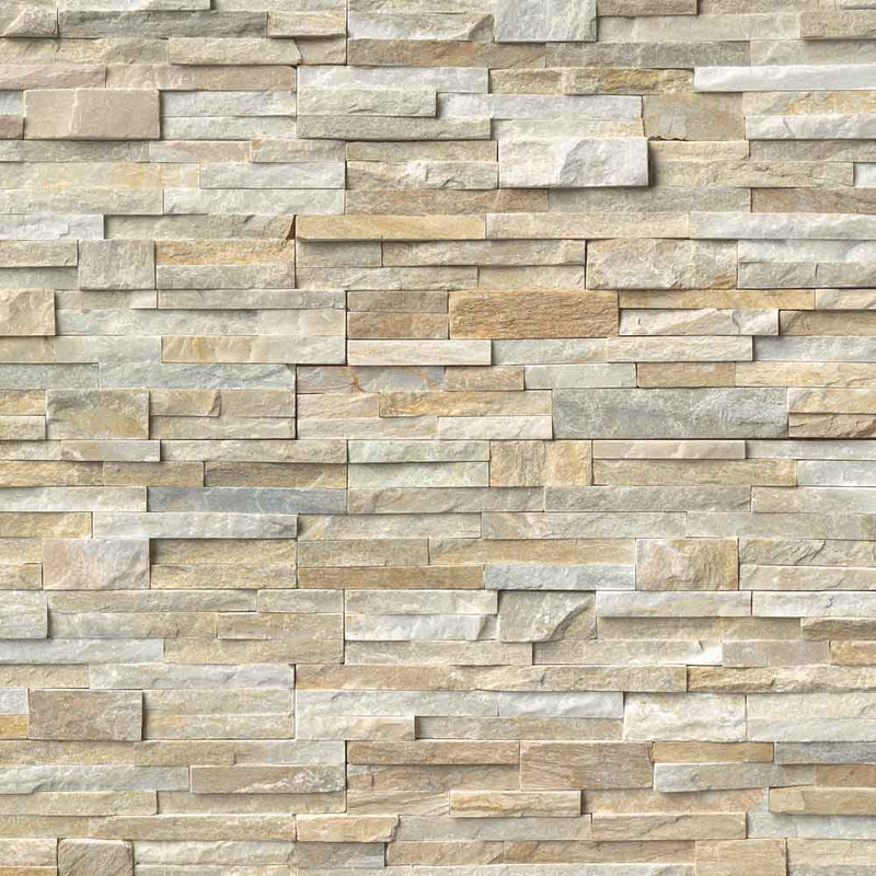 Rockmount golden honey splitface ledger corner 6 in x 18 in natural quartzite wall tile LPNLQGLDHON618COR product shot top tile view