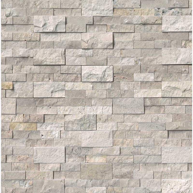 Roman-beige-splitface-ledger-corner-6X18-natural-travertine-wall-tile-LPNLTROMBEI618COR-product-shot-multiple-tiles-top-view