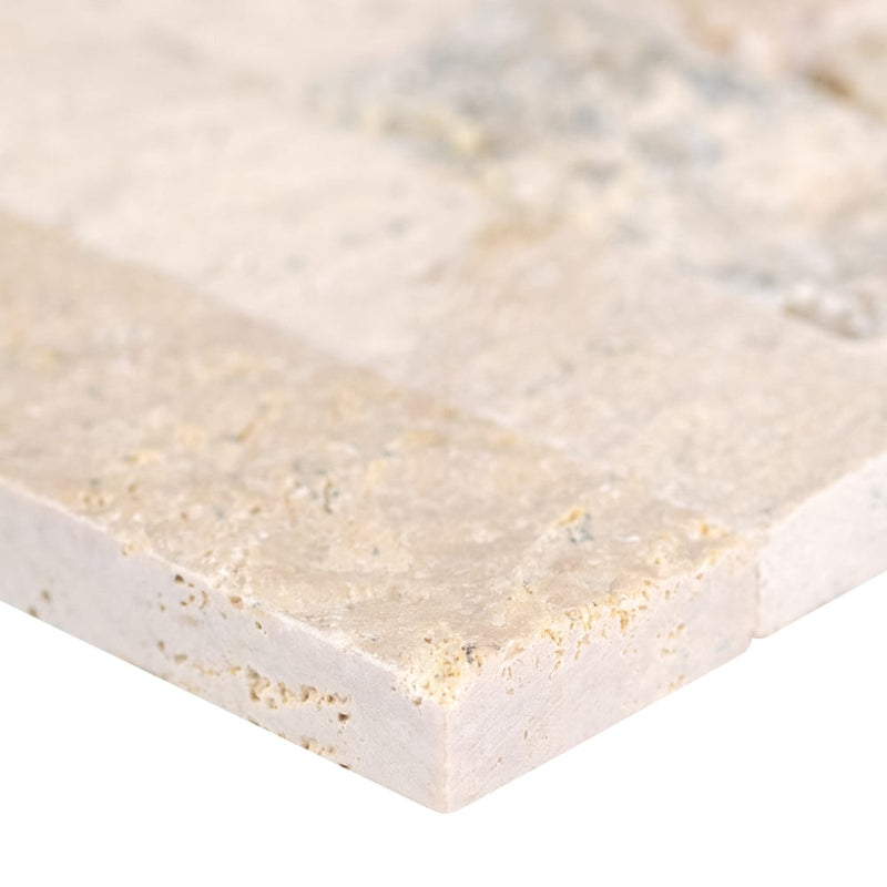 Roman beige splitface mini ledger panel 4.5"x16" natural travertine wall tile LPNLTROMBEI4.516-MINI product shot profile view