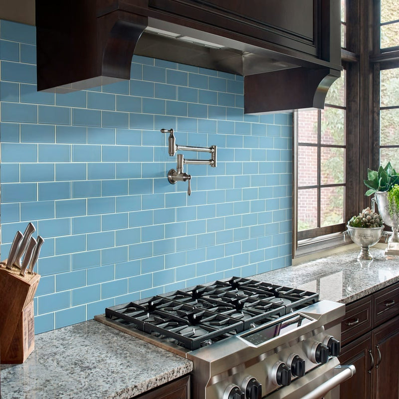 Royal azure 3x6 glossy glass blue subway tile SMOT-GL-T-ROYAZU36 product shot kitchen view