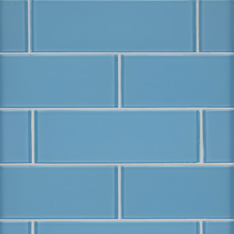 Royal azure 4x12 glossy glass wall tile SMOT-GL-T-ROYAZU412 product shot multiple tiles wall view