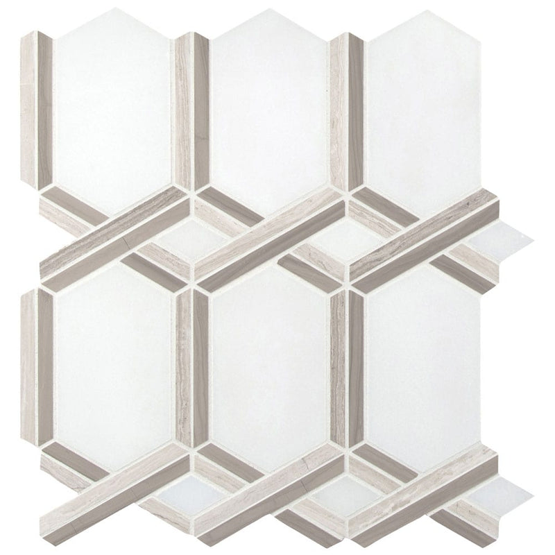 Royal link 11.81"x13.4" polished marble mesh-mounted mosaic tile SMOT-ROYLNK-POL10MM product shot closeup view