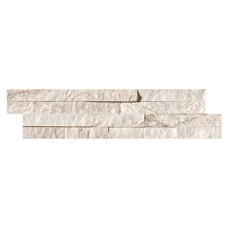 Royal white splitface ledger panel 6X24 natural quartzite wall tile LPNLQROYWHI624 product shot multiple tiles top view