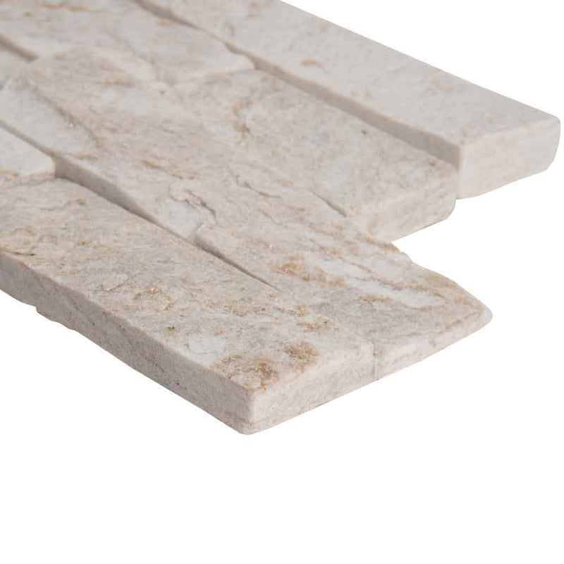 Royal white splitface ledger panel 6X24 natural quartzite wall tile LPNLQROYWHI624 product shot profile view