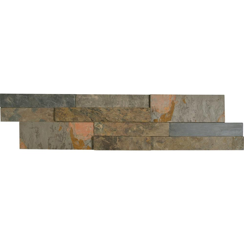 Rustic gold splitface ledger panel 6X24 natural slate wall tile LPNLSRUSGLD624 product shot multiple tiles close up view