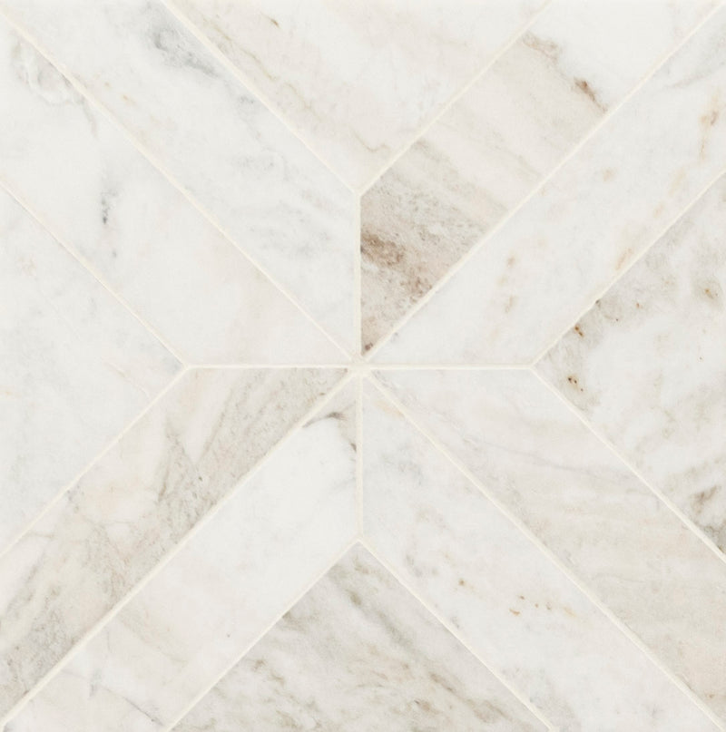 Arabescato Venato White 12"x12" Honed Mosaic Marble Floor And Wall Tile product shot wall view
