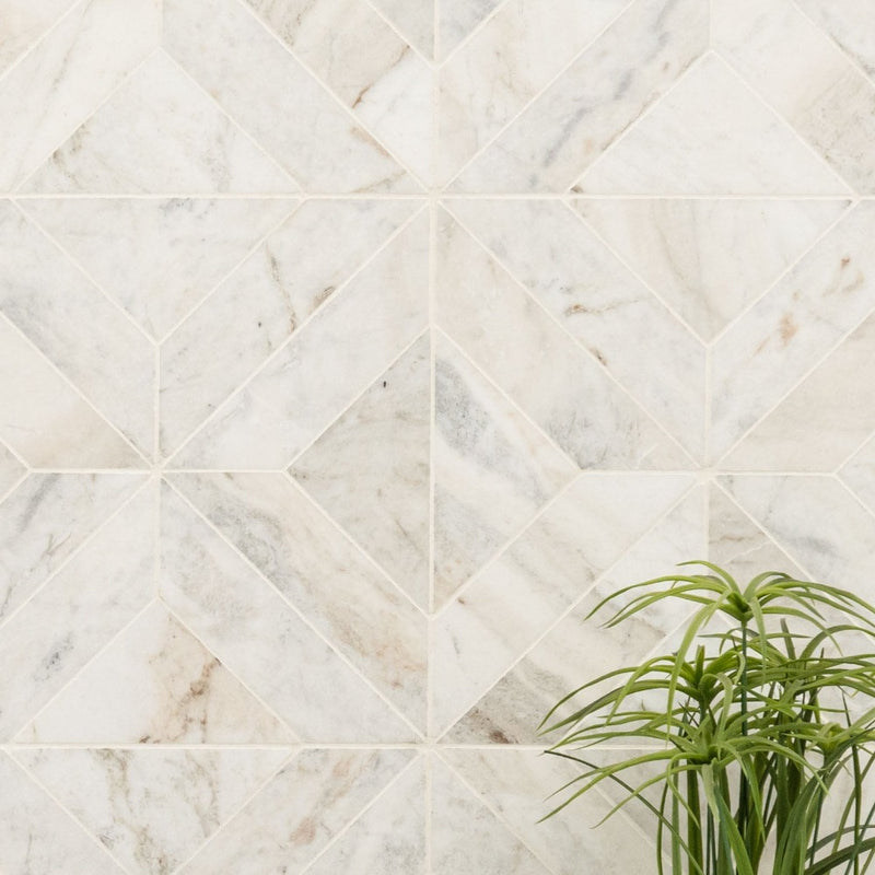 Arabescato Venato White 12"x12" Honed Mosaic Marble Floor And Wall Tile room shot bathroom view