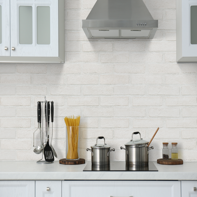 Alpine White 10.5"x28" Clay Brick Mosaic Tile - MSI Collection product shot kitchen view