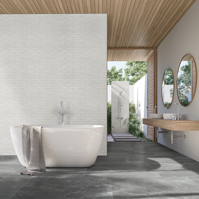 Alpine White 10.5"x28" Clay Brick Mosaic Tile - MSI Collection product shot outdoor view