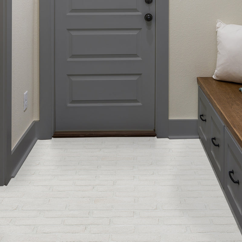 Alpine White 10.5"x28" Clay Brick Mosaic Tile - MSI Collection product shot door view