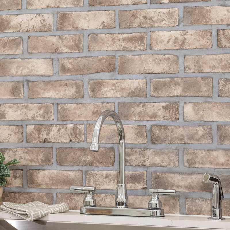 Doverton Gray 10.5"x28" Clay Brick Mosaic Tile - MSI Collection product shot sink view