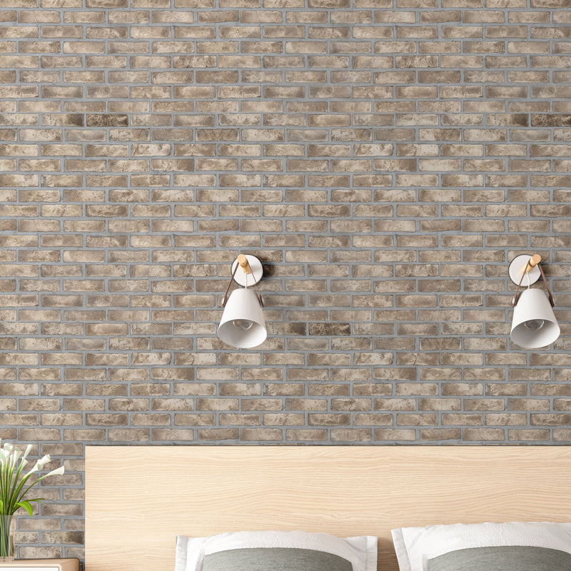 Doverton Gray 10.5"x28" Clay Brick Mosaic Tile - MSI Collection product shot tile view 12