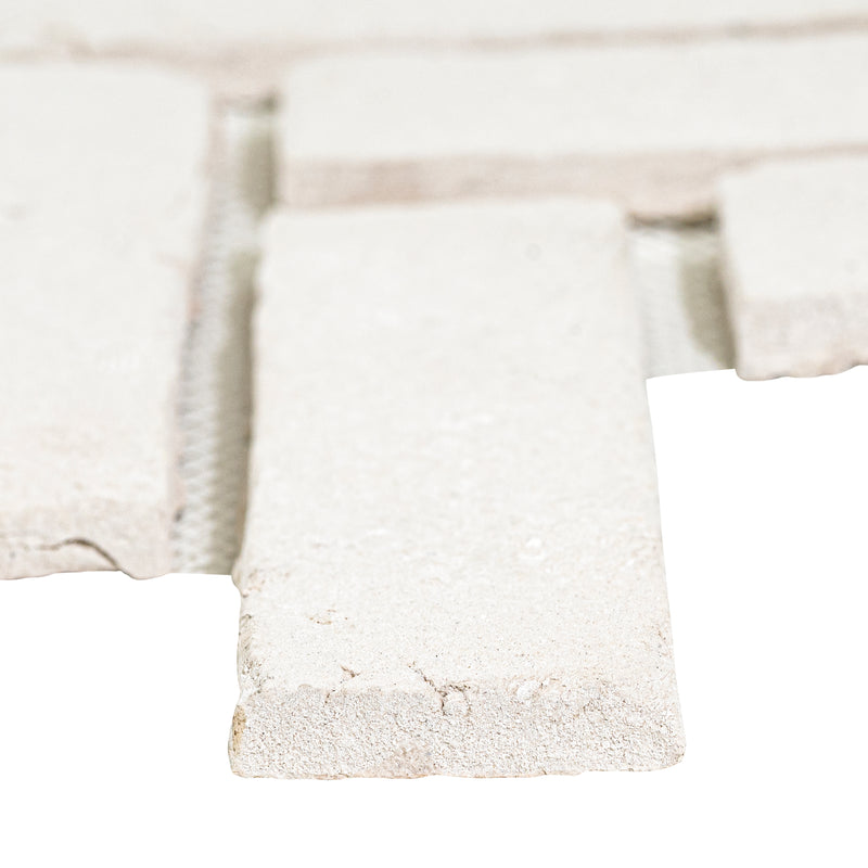 Alpine White 12.5"x25.5" Clay Brick Herringbone Mosaic Tile - MSI Collection product shot tile view 4