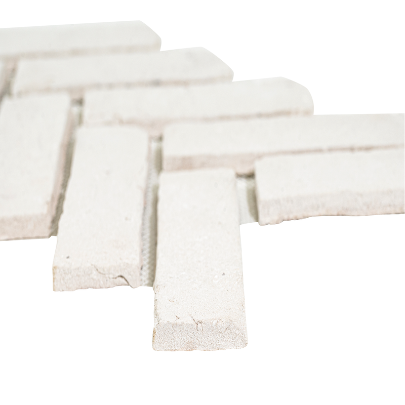 Alpine White 12.5"x25.5" Clay Brick Herringbone Mosaic Tile - MSI Collection product shot tile view 10