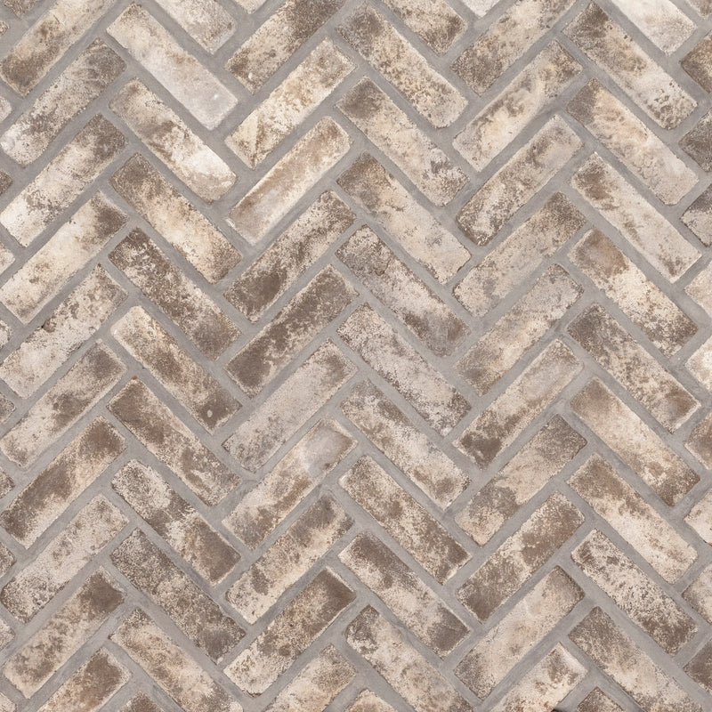 Doverton Gray 12.5"x25.5" Clay Brick Herringbone Mosaic Tile - MSI Collection product shot tile view 2