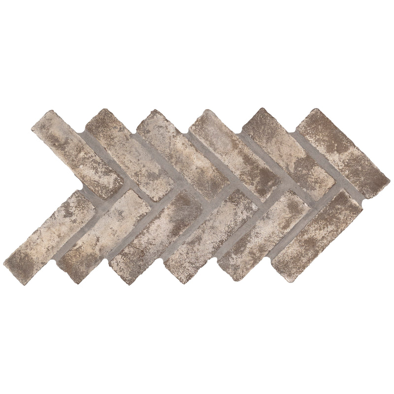 Doverton Gray 12.5"x25.5" Clay Brick Herringbone Mosaic Tile - MSI Collection product shot tile view