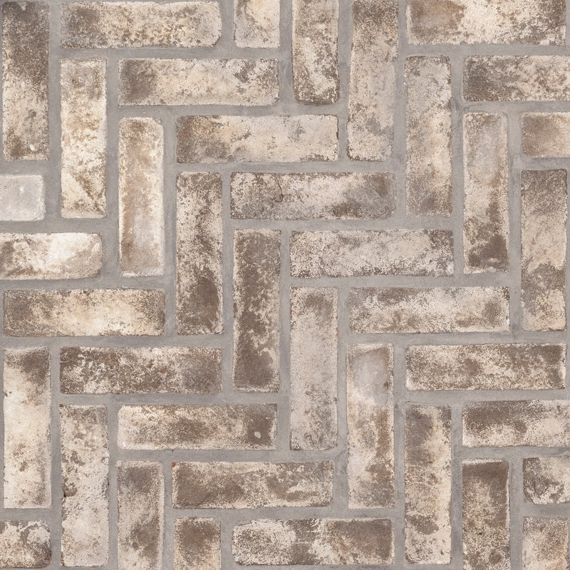 Doverton Gray 12.5"x25.5" Clay Brick Herringbone Mosaic Tile - MSI Collection product shot tile view 3