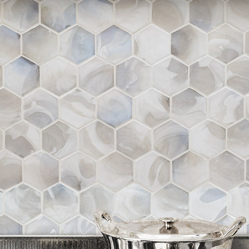 Akoya Pearl 10.95"x12.6" Hexagon Glass Mosaic Tile - MSI Collection