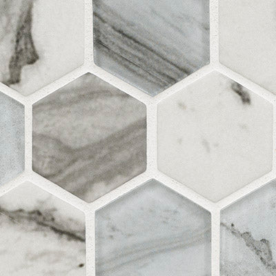 Esperanza Hexagon 11.73"x11.89" Glass Mosaic Floor Tile product shot wall view 3