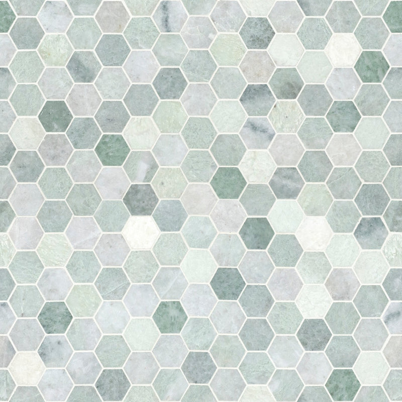 Icelandic Green Hexagon 12"x11.81" Polished Marble Wall Tile - MSI Collection product shot tile view