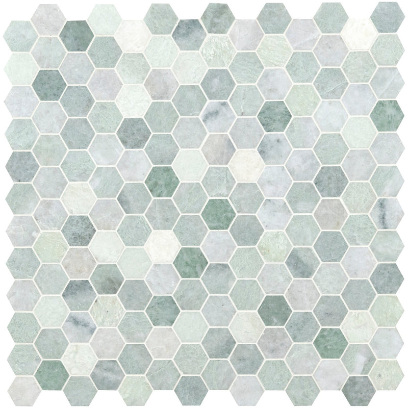 Icelandic Green Hexagon 12"x11.81" Polished Marble Wall Tile - MSI Collection product shot tile view 3