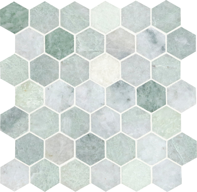 Icelandic Green Hexagon 12"x11.81" Polished Marble Wall Tile - MSI Collection product shot tile view 2
