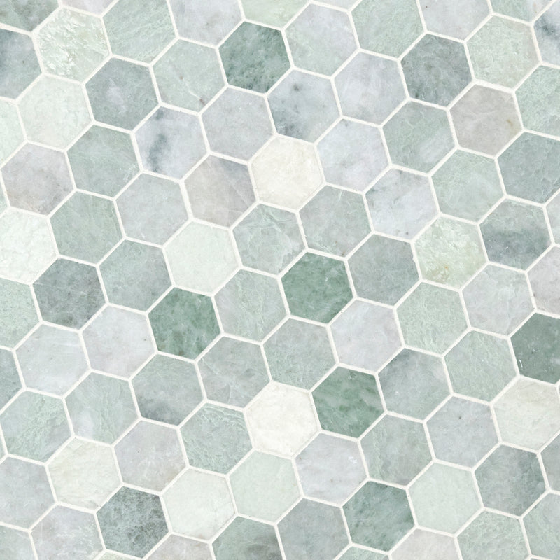 Icelandic Green Hexagon 12"x11.81" Polished Marble Wall Tile - MSI Collection product shot tile view 3