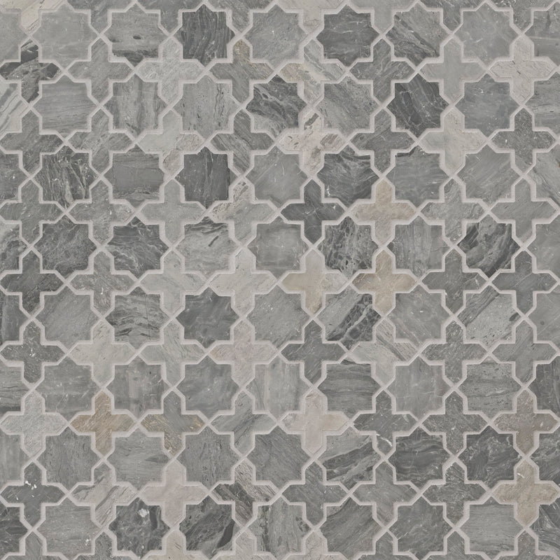 Montague Blue Oak 11.81"x11.81" Polished Marble Mosaic Tile product shot angle view 2