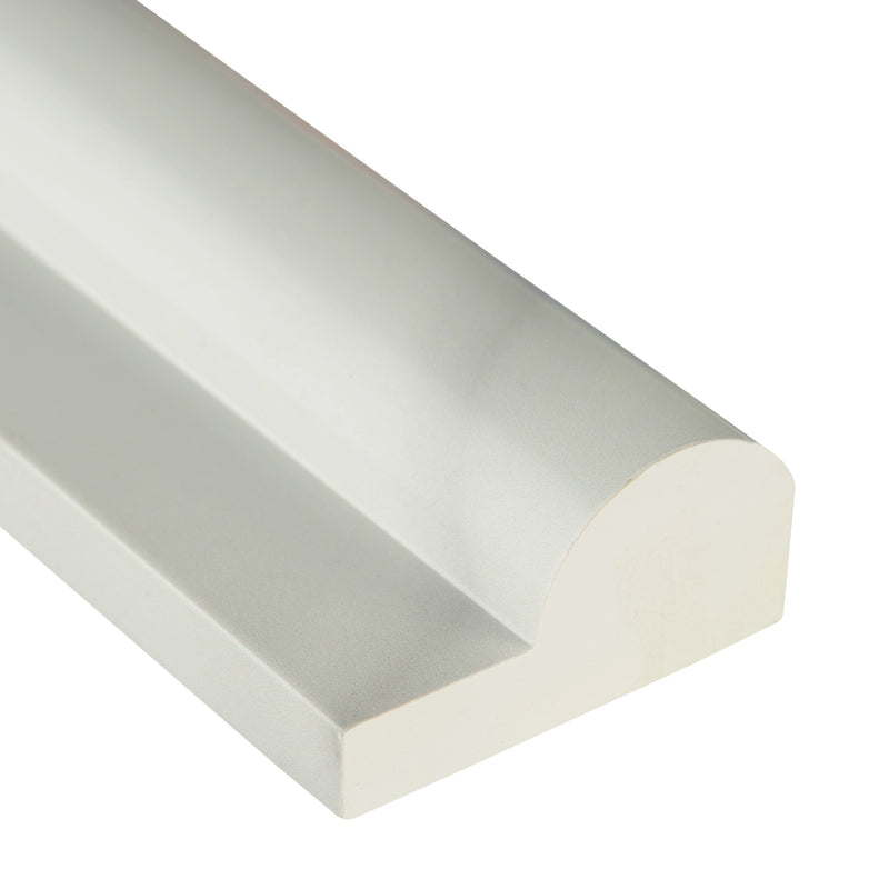 Greecian white 2 in x 12 in polished SMOT-MR-RGRE resin rail molding  tile product shot profile view