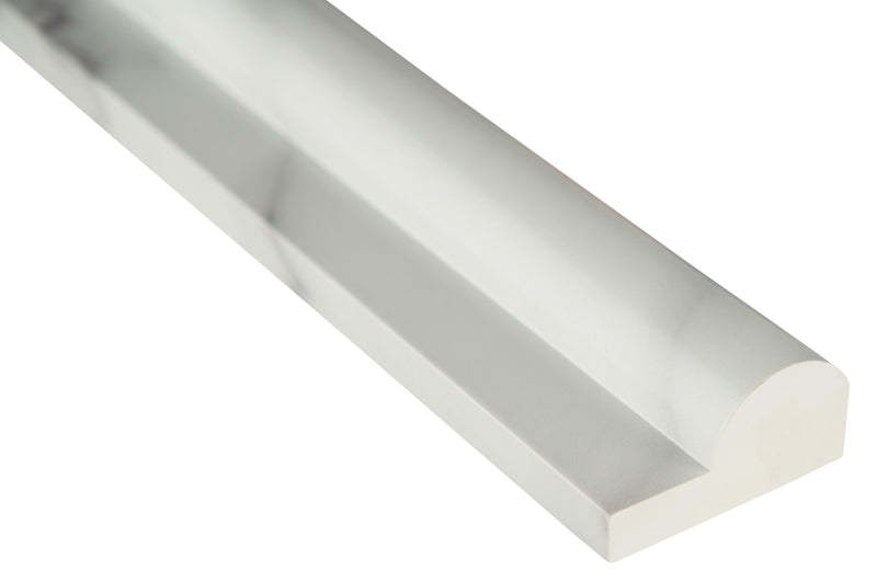 Greecian white 2 in x 12 in polished SMOT-MR-RGRE resin rail molding  tile product shot profile view 2