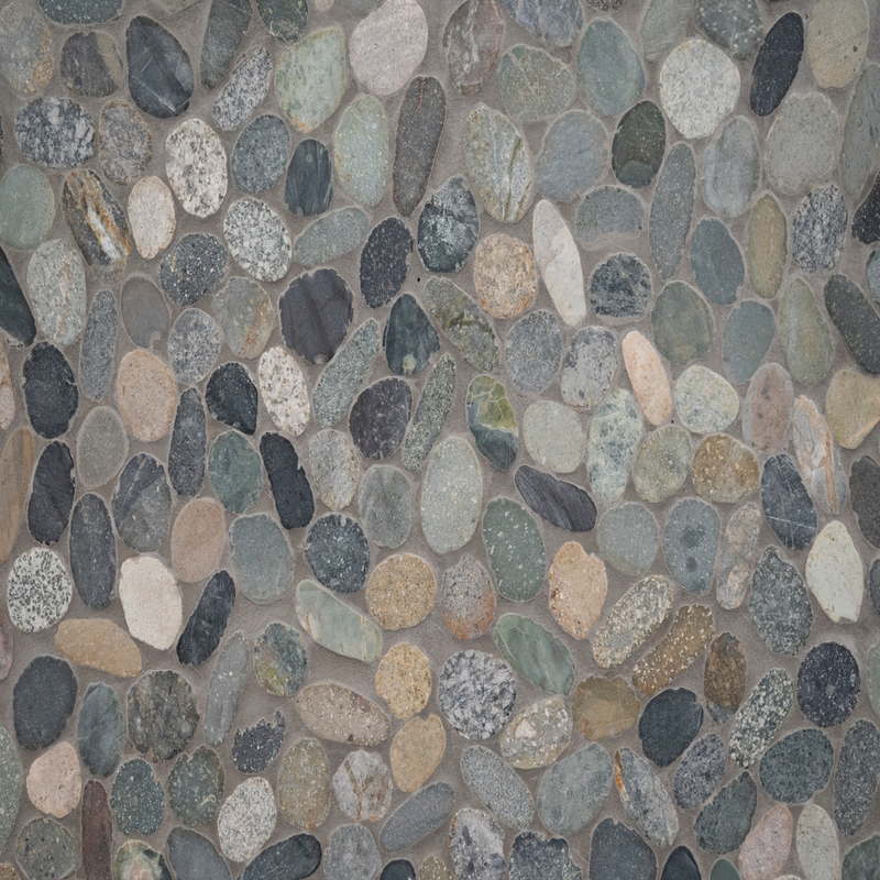 Sliced Rainforest Pebble 11.81"x11.81" Tumbled Marble Mosaic Tile - MSI Collection product shot tile view 5