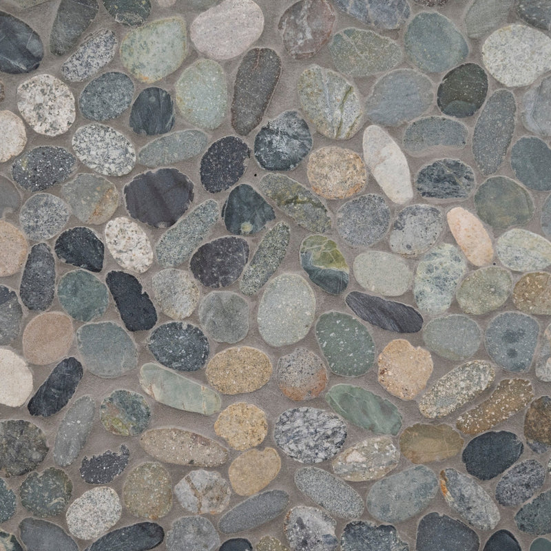 Sliced Rainforest Pebble 11.81"x11.81" Tumbled Marble Mosaic Tile - MSI Collection product shot tile view