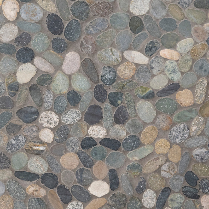 Sliced Rainforest Pebble 11.81"x11.81" Tumbled Marble Mosaic Tile - MSI Collection product shot tile view 2